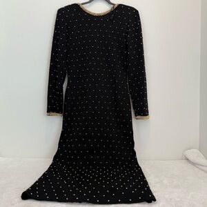 ET AL ,Woman  100 Wool Gold bead, studded vintage formal dress Size 10